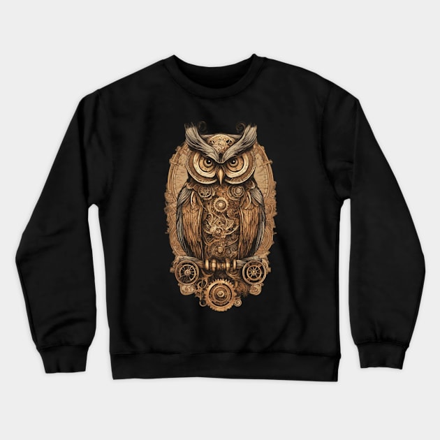 Steampunk Owl Crewneck Sweatshirt by SpottydoggCreatives